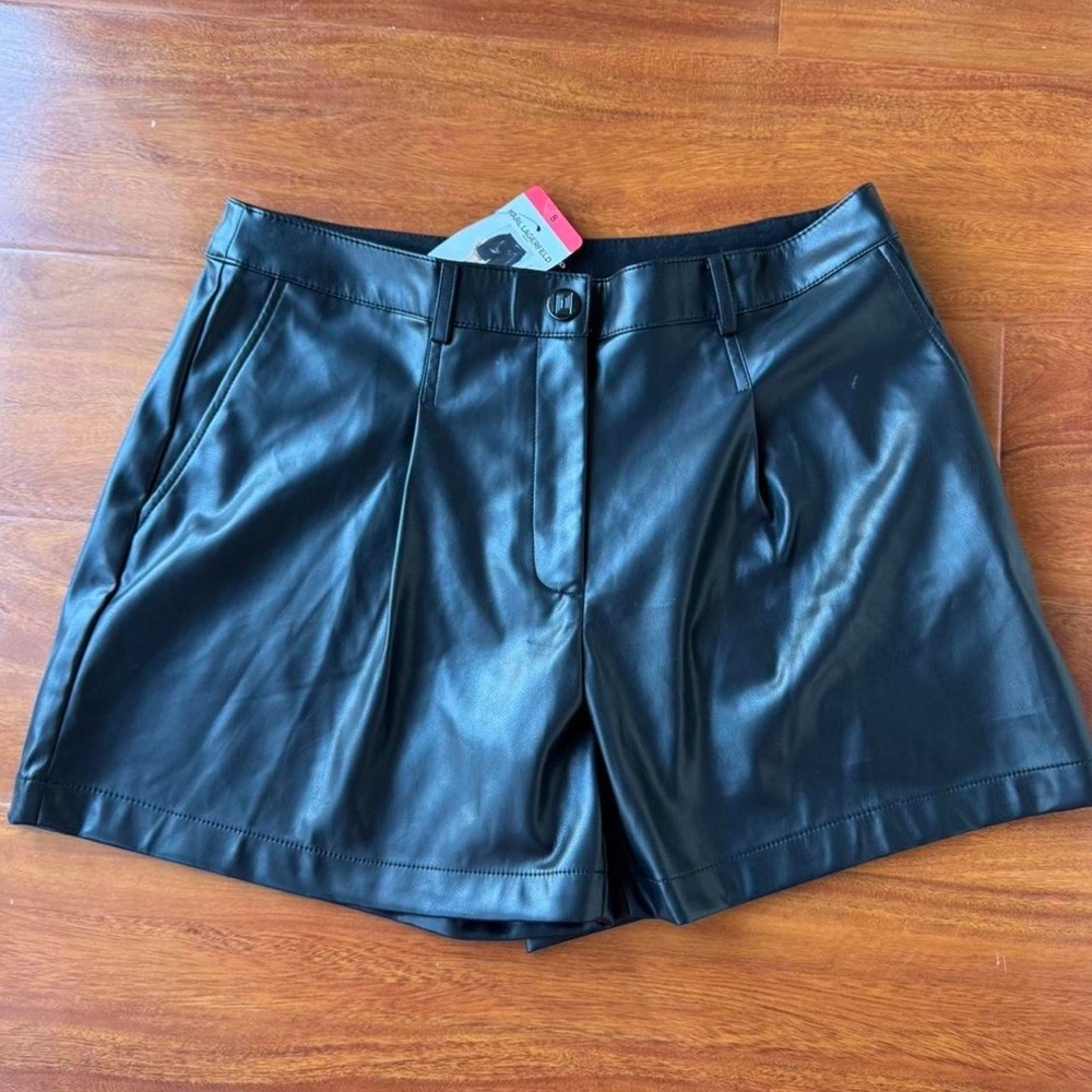 NWT Karl Lagerfeld Black faux leather shorts